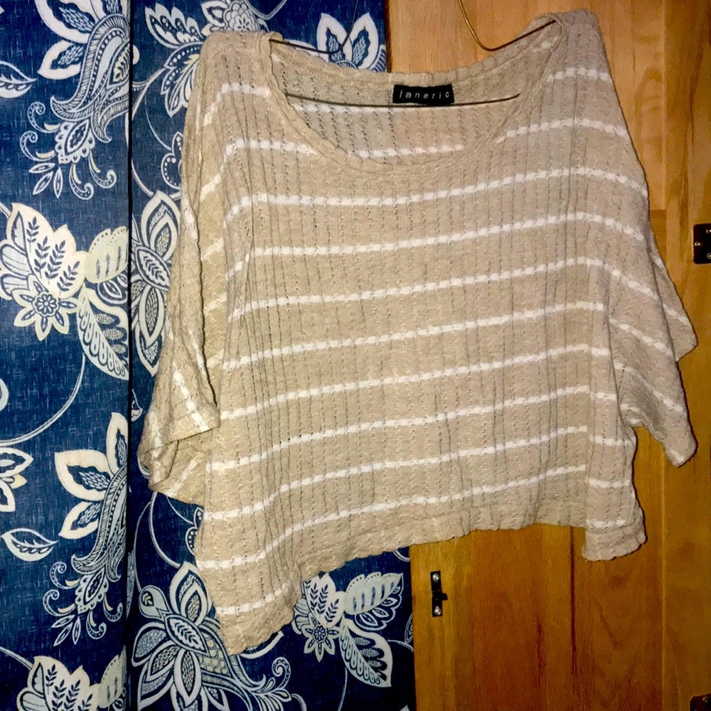 Woman’s summer crop top mesh see threw stripes